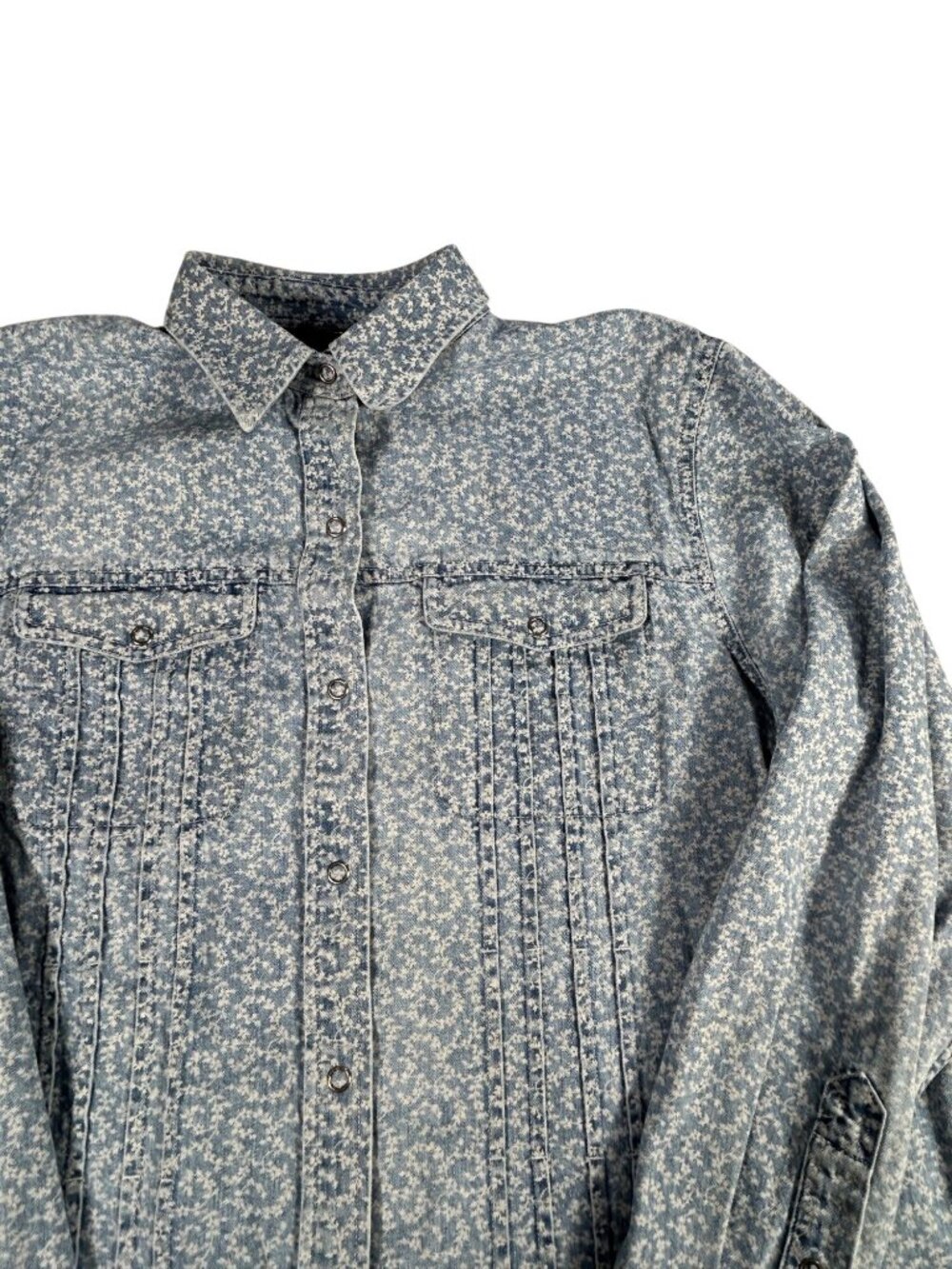 VTG Lauren Jeans Co. Ralph Lauren Denim Long Sleeve Snap Shirt Womens 14 Western